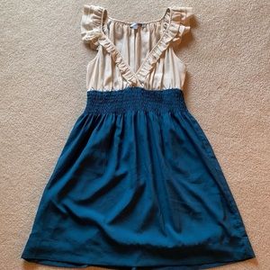 Forever 21 Flutter Sleeve A-line Two-tone Dress